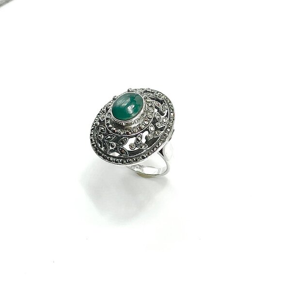 LUX - Big Victorian Cocktail Party Style Sterling Silver Stone Ring ! - Picture 10 of 10